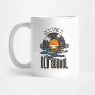Rocking it Old School melting Record album Sunset Retro 80's Vintage Distressed Vibe Mug